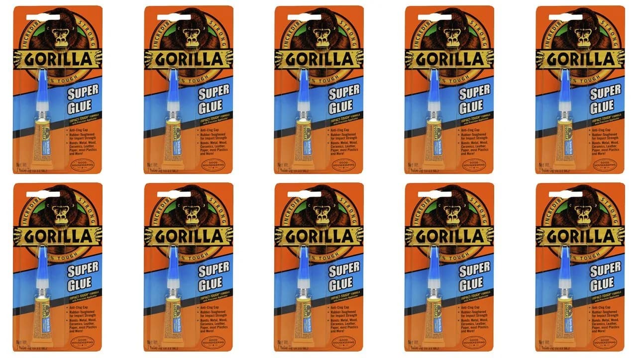 Gorilla Super Glue Gel Tube, 3ml (0.1 Fl Oz) x 5 Pack | Fast-Drying Cyanoacrylate Adhesive for Tough Repairs — Pack of 10