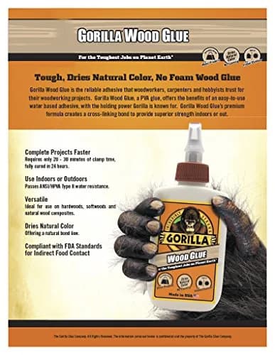 Gorilla Wood Glue 8 Fl Oz (237ml) Bottle, Natural Wood Color, Pack of 8 | Strong, Water-Resistant Adhesive for Woodworking thumbnail 2