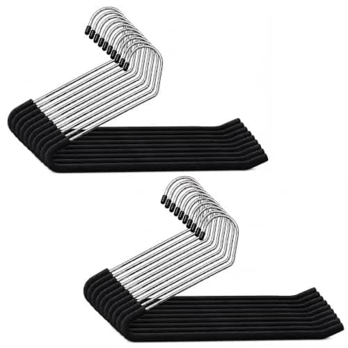 Huji Heavy Duty Open Ended Chrome Trouser Hangers Set of 20 | Space-Saving Closet Organizer thumbnail 1