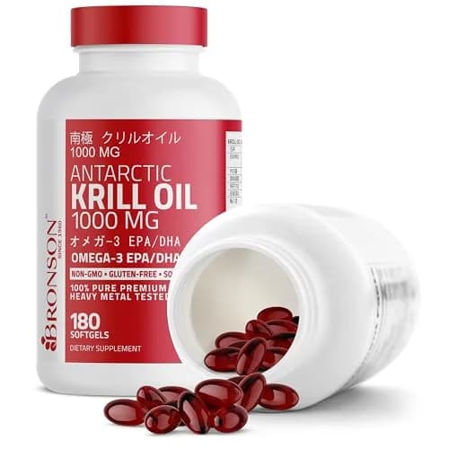 Bronson Antarctic Krill Oil 1000 mg with Omega-3s, 180 Softgels | Omega-3 DHA EPA Astaxanthin thumbnail 6