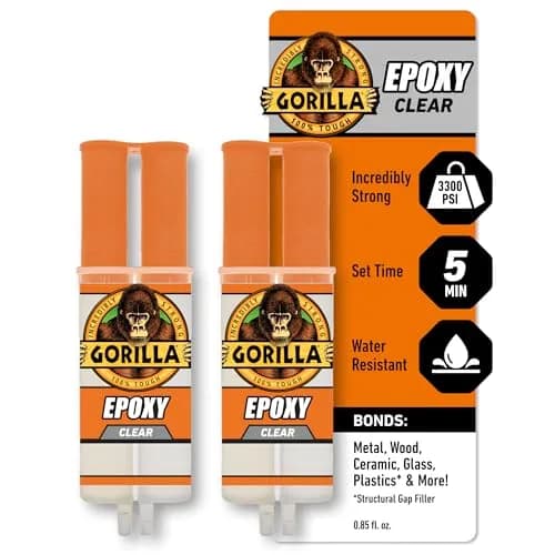 Gorilla 2 Part Epoxy Clear Bonding Adhesive 1.7 Fl Oz (2 Pack) | Strong Metal Repair thumbnail 1