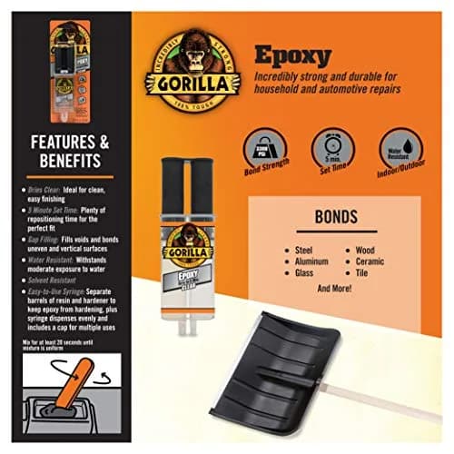 Gorilla 2 Part Epoxy Clear Syringe 0.85 Fl Oz (7.65 Fl Oz Total) | Fast Setting 5 Minute Strong Bonding thumbnail 3
