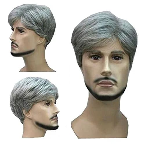 MELADY Fashion Casual Grey Short Straight Synthetic Wig for Men | Breathable & Easy to Use thumbnail 1