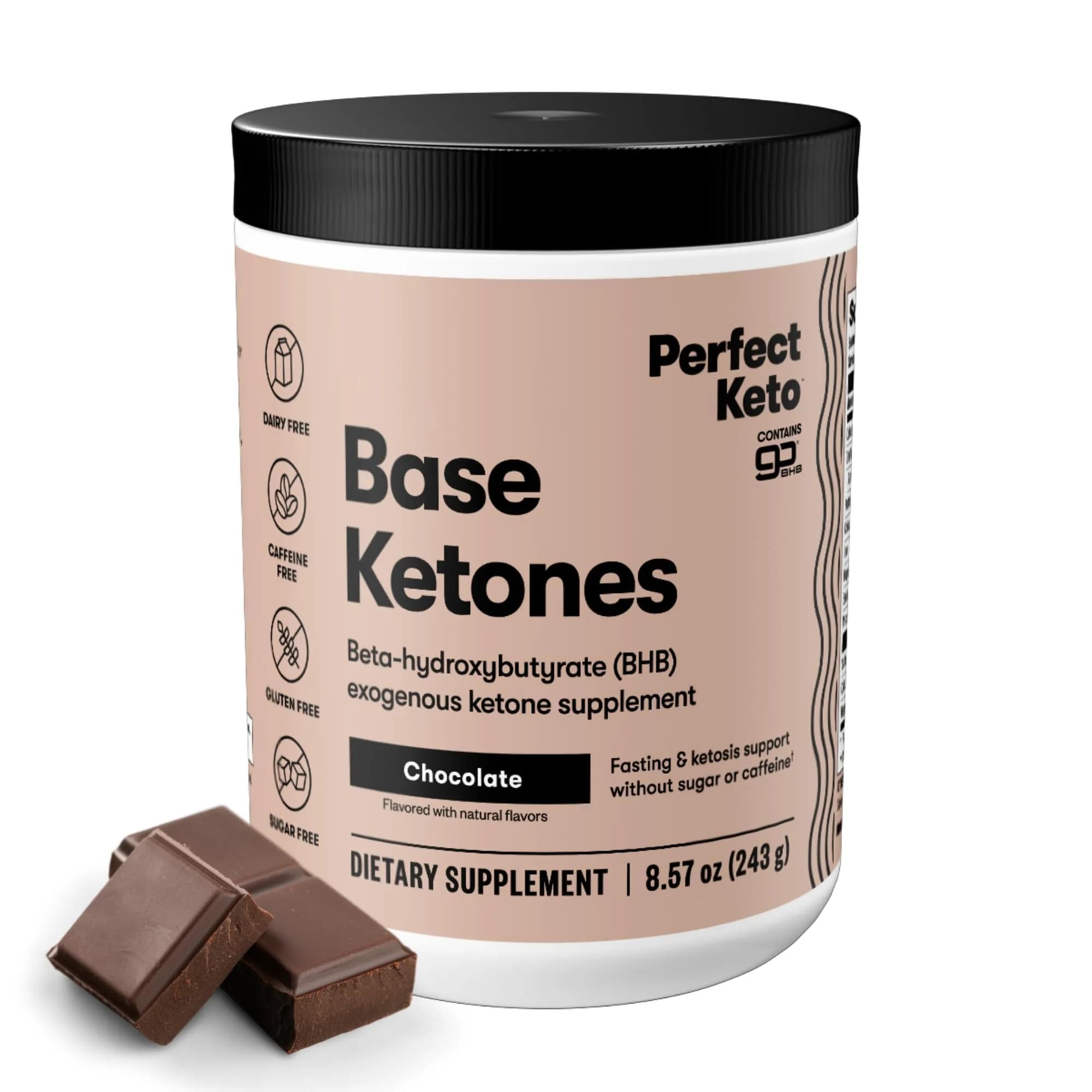 Perfect Keto Exogenous Ketones Powder, Chocolate Flavor | 8.57 oz for Ketosis & Fasting Support