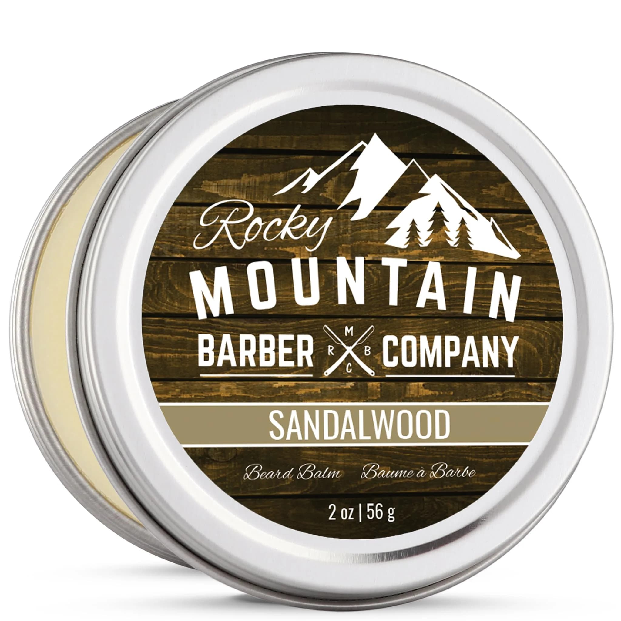 Rocky Mountain Barber Company Sandalwood Mustache & Beard Balm, 2 oz | Nourishing, Natural, Sandalwood Scent - main product image