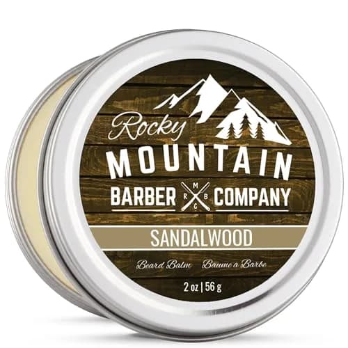 Rocky Mountain Barber Company Sandalwood Mustache & Beard Balm, 2 oz | Nourishing, Natural, Sandalwood Scent thumbnail 1
