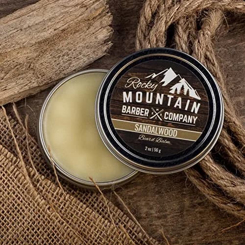 Rocky Mountain Barber Company Sandalwood Mustache & Beard Balm, 2 oz | Nourishing, Natural, Sandalwood Scent thumbnail 2
