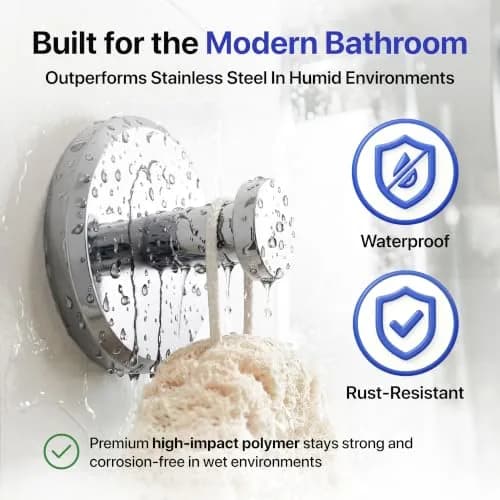 HOME SO Heavy Duty Suction Cup Hooks with Twist-Lock 4-Pack Chrome | Bathroom Towel Holder for Glass, Tile, Mirrors thumbnail 3