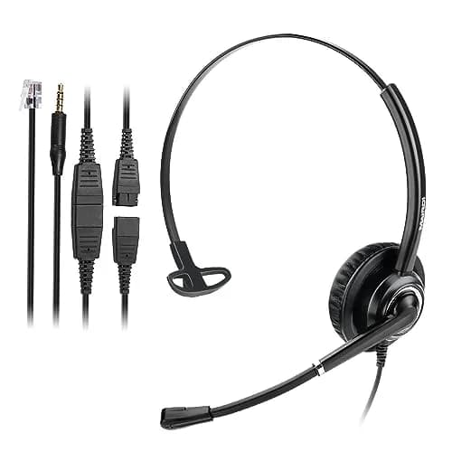 MAIRDI Monaural Office Headset with RJ9 & 3.5mm Connectors | Noise-Cancelling Microphone & HD Audio thumbnail 1