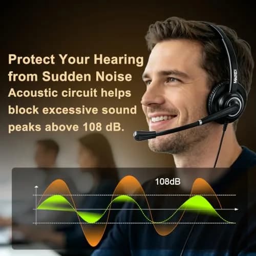 MAIRDI Monaural Office Headset with RJ9 & 3.5mm Connectors | Noise-Cancelling Microphone & HD Audio thumbnail 5