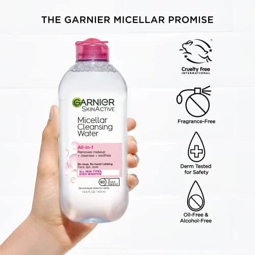 Garnier Micellar Cleansing Water All-in-1 Makeup Remover 100mL (3.4 Fl Oz) | Gentle Cleansing for All Skin Types thumbnail 6