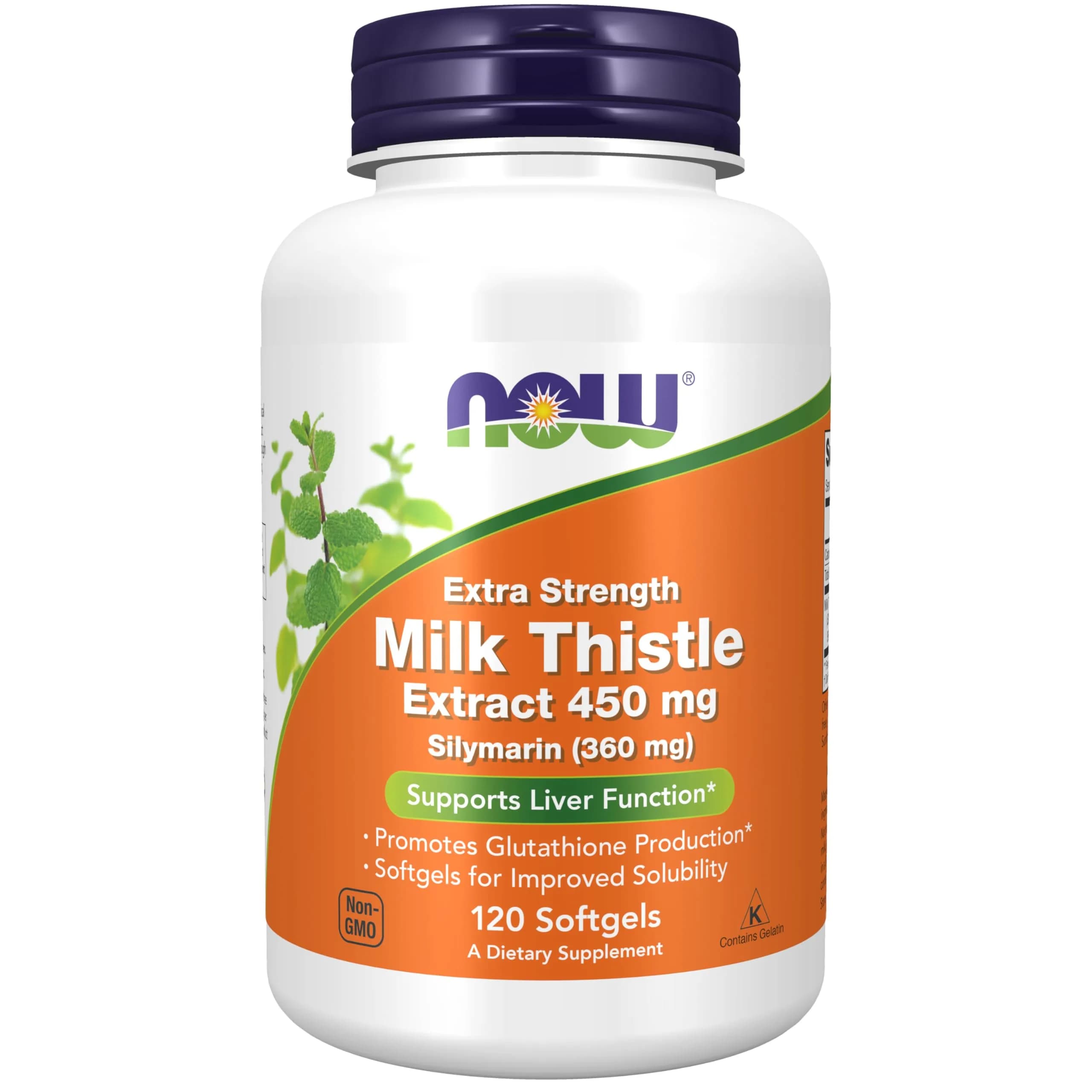 NOW Silymarin Milk Thistle Extract 450 mg | Supports Liver Function & Detox | 120 Softgels - main product image