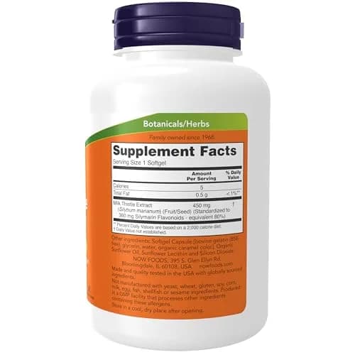 NOW Silymarin Milk Thistle Extract 450 mg | Supports Liver Function & Detox | 120 Softgels thumbnail 2
