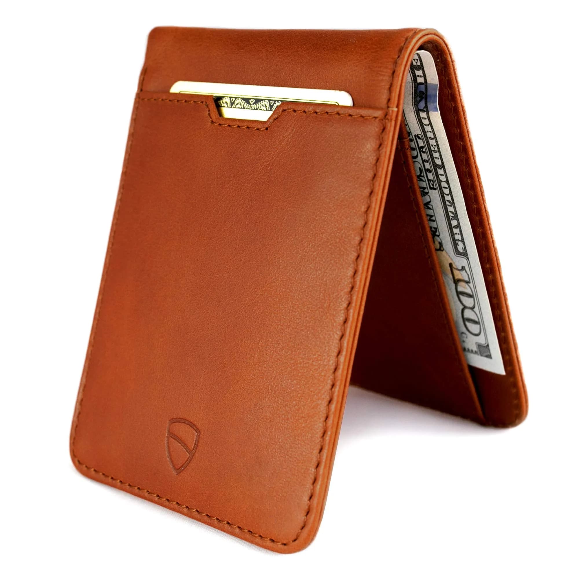 Vaultskin Manhattan Slim Leather Bifold RFID Wallet for Men (Cognac) | RFID Blocking Security for Cards & Bills - main product image
