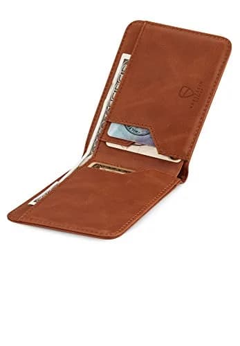 Vaultskin Manhattan Slim Leather Bifold RFID Wallet for Men (Cognac) | RFID Blocking Security for Cards & Bills thumbnail 2