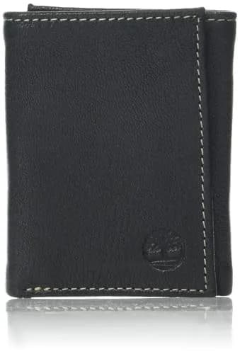 Timberland Men's Genuine Leather RFID Blocking Trifold Wallet Black | 3-inch (7.62 cm) Length thumbnail 1