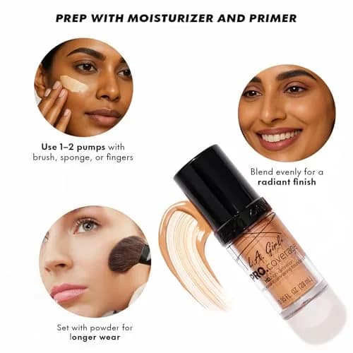 L.A. Girl Pro Coverage Liquid Foundation Tan 28.08ml (0.95 Fl Oz) | Dewy, Radiant Finish thumbnail 5