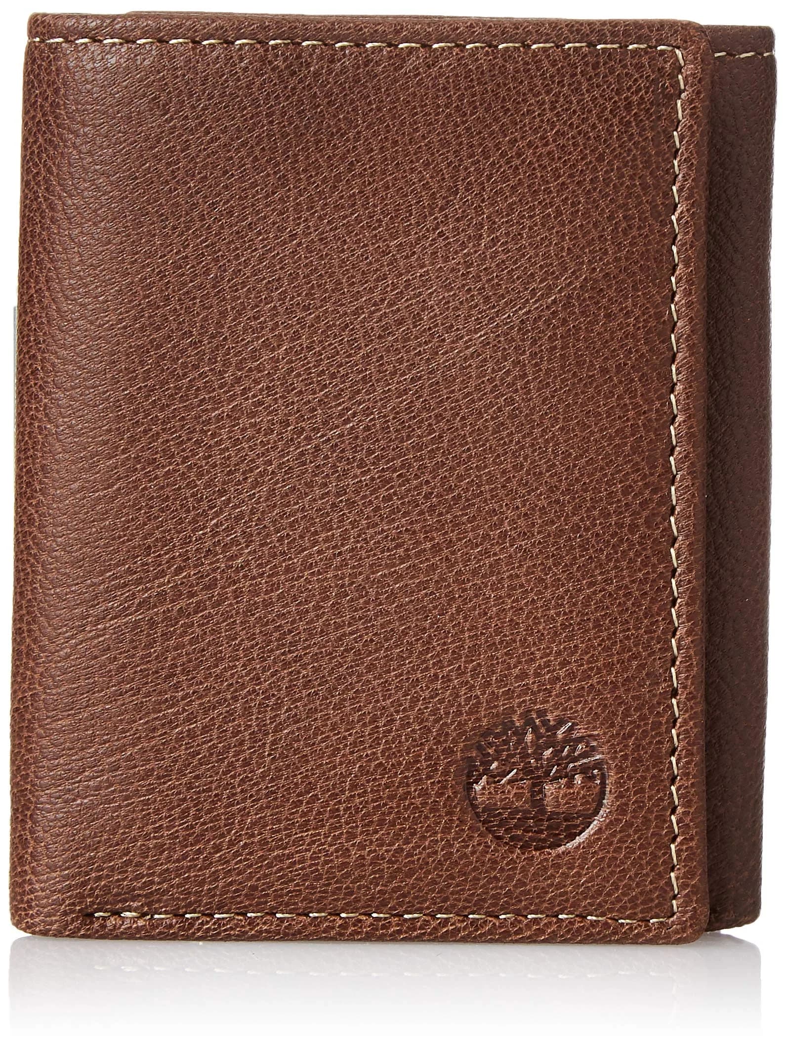 Timberland Men's Genuine Leather RFID Blocking Trifold Wallet Black | 3-inch (7.62 cm) Length — Brown