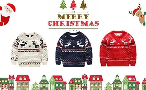 MULLSAN Children's Christmas Fireplace Sweater for Kids 5T Red | Festive Holiday Pullover thumbnail 5