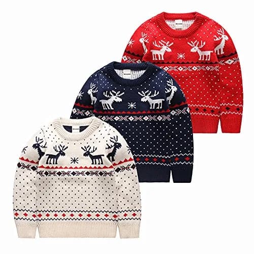 MULLSAN Children's Christmas Fireplace Sweater for Kids 5T Red | Festive Holiday Pullover thumbnail 2