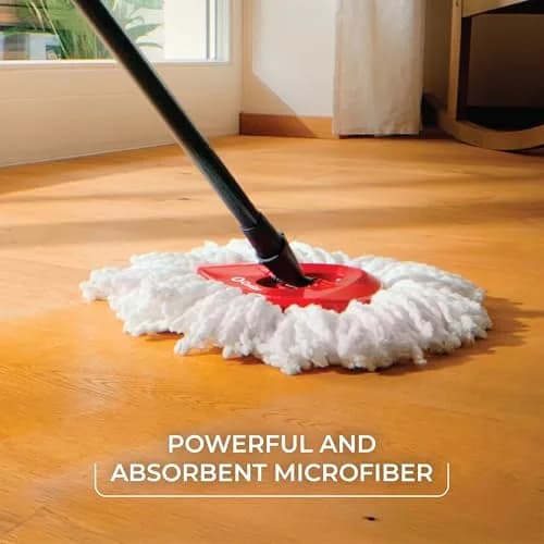O-Cedar EasyWring Microfiber Spin Mop & Bucket Floor Cleaning System with 4 Mop Heads | Removes 99% Bacteria with Water thumbnail 6