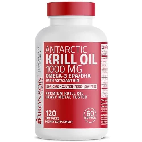 Bronson Antarctic Krill Oil 1000 mg with Omega-3s, 120 Softgels | Pure Antarctic Krill Oil for Heart & Eye Health thumbnail 5