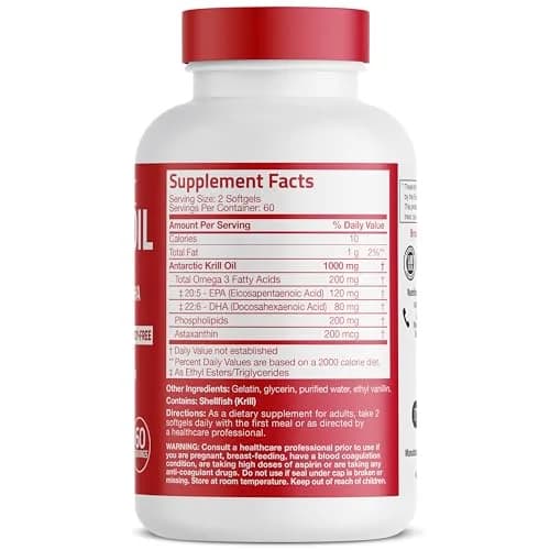Bronson Antarctic Krill Oil 1000 mg with Omega-3s, 120 Softgels | Pure Antarctic Krill Oil for Heart & Eye Health thumbnail 2