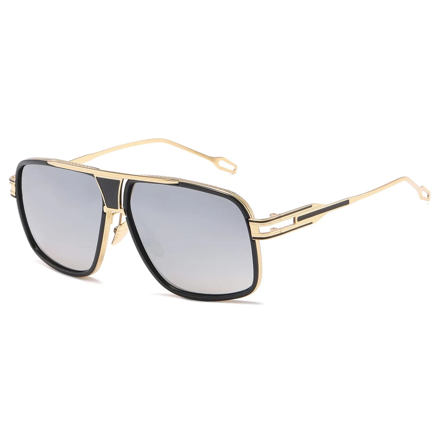 AEVOGUE Oversized Shield Sunglasses Retro Alloy Aviator AE0336 Gold&Red | 62mm (2.44in) Lens Width — Gold&silver
