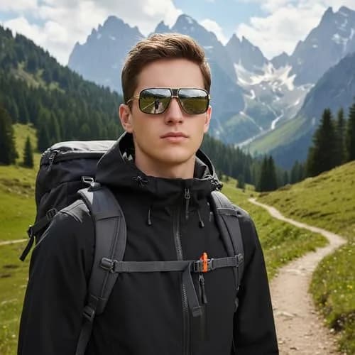 AEVOGUE Men's Oversized Shield Sunglasses AE0336 | Retro Alloy Frame, 62mm Lens Width, UV Protection thumbnail 3
