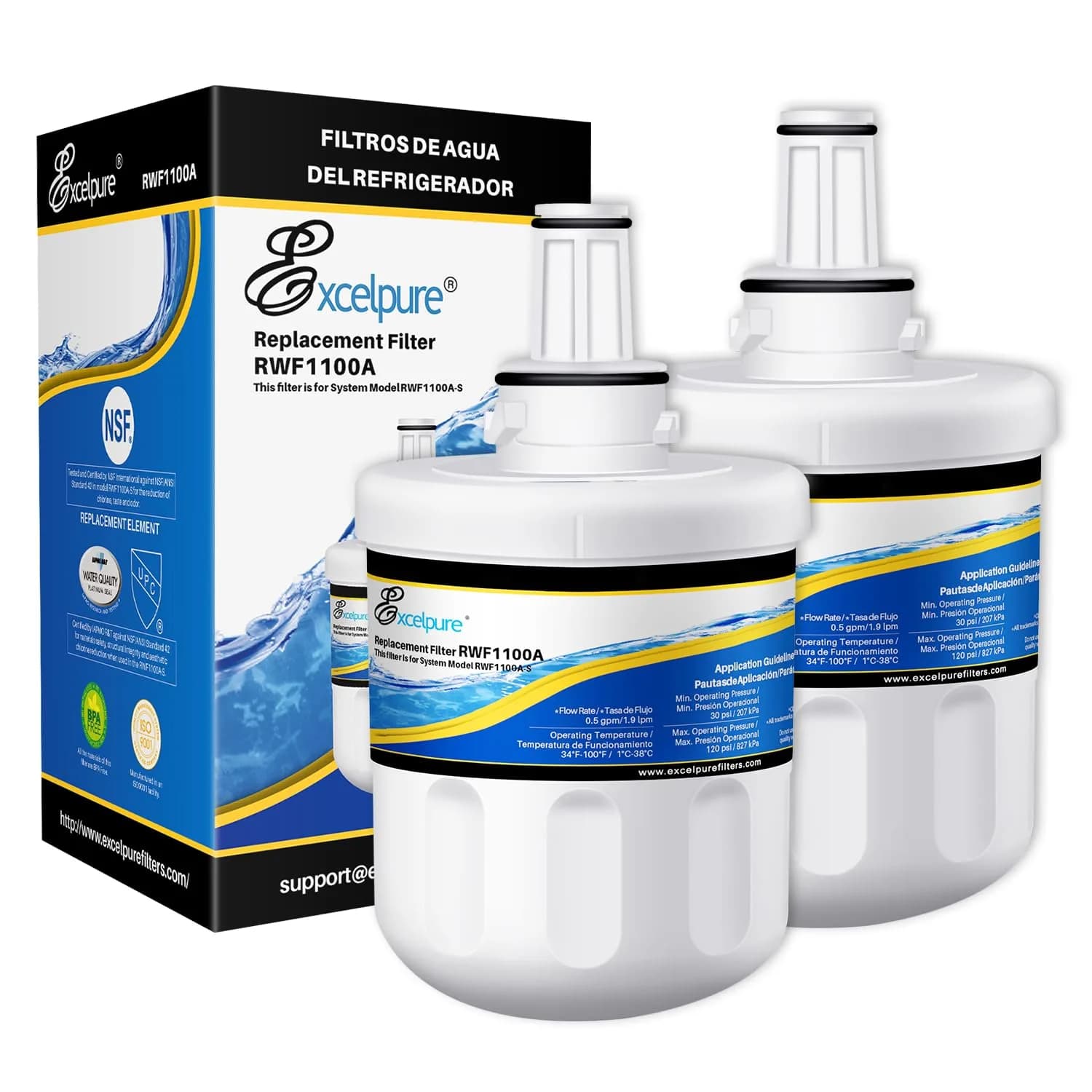 EXCELPURE DA29-00003G Refrigerator Water Filter 2-Pack | 99.99% Sediment & Particles Filtration - main product image