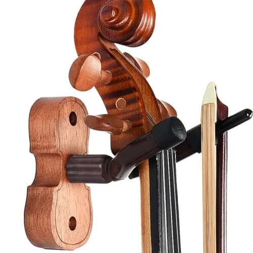 WOGOD Violin Hanger Wall Mount with Bow Holder - Sapele Wood & Metal - 1 Pack thumbnail 1