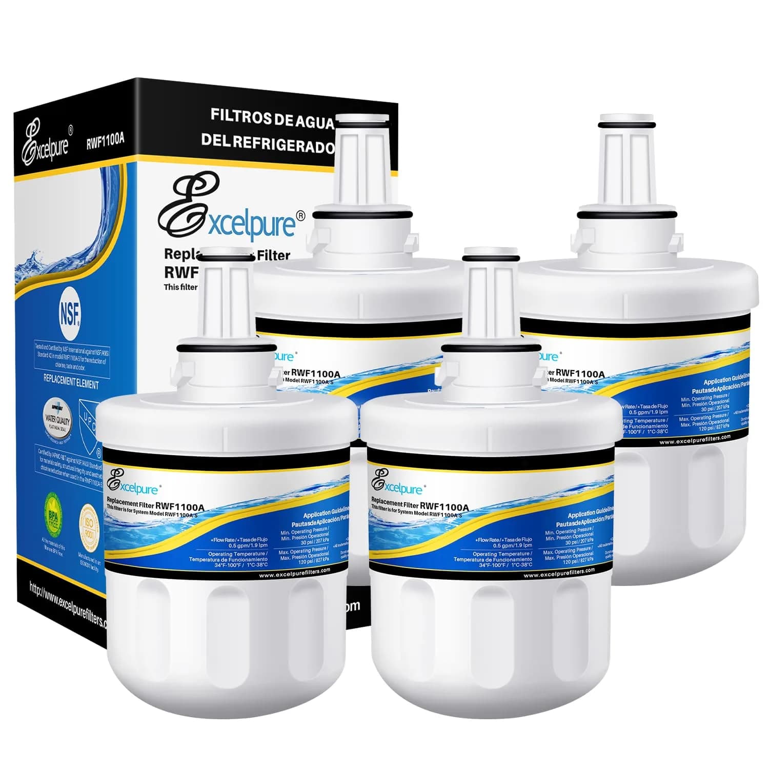 EXCELPURE DA29-00003G Refrigerator Water Filter 4 Pack | 0.5 Micron Carbon Purity & NSF Certified