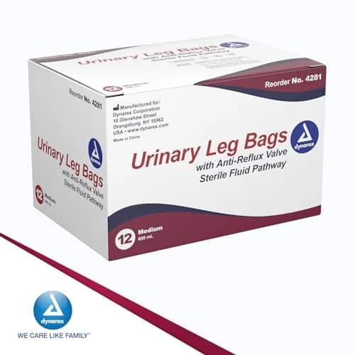Dynarex Urinary Leg Bag 600 ml | Non-Drip Closure & Anti-Reflux Valve for Catheter, White, 12 Pack thumbnail 7