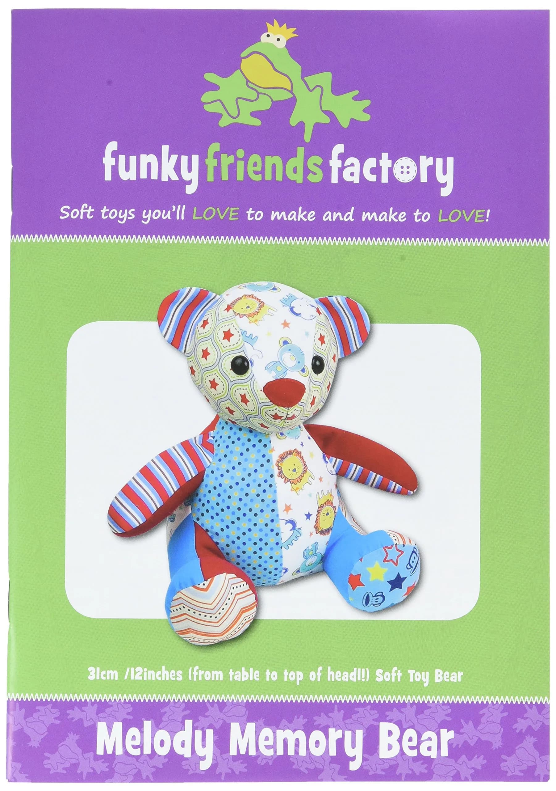 Funky Friends Factory Melody Memory Bear Sewing Pattern | Create Adorable Cuddly Toys in 12 Inches - main product image