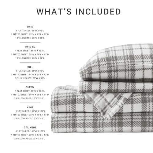 True North by Sleep Philosophy Grey Plaid Micro Fleece 3-Piece Twin Bed Sheet Set | Cozy Warmth for All Seasons thumbnail 6