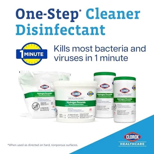 Clorox Healthcare Hydrogen Peroxide Disinfecting Wipes 1395 Count (Pack of 9) | EPA Registered Kills C. auris & MRSA thumbnail 2