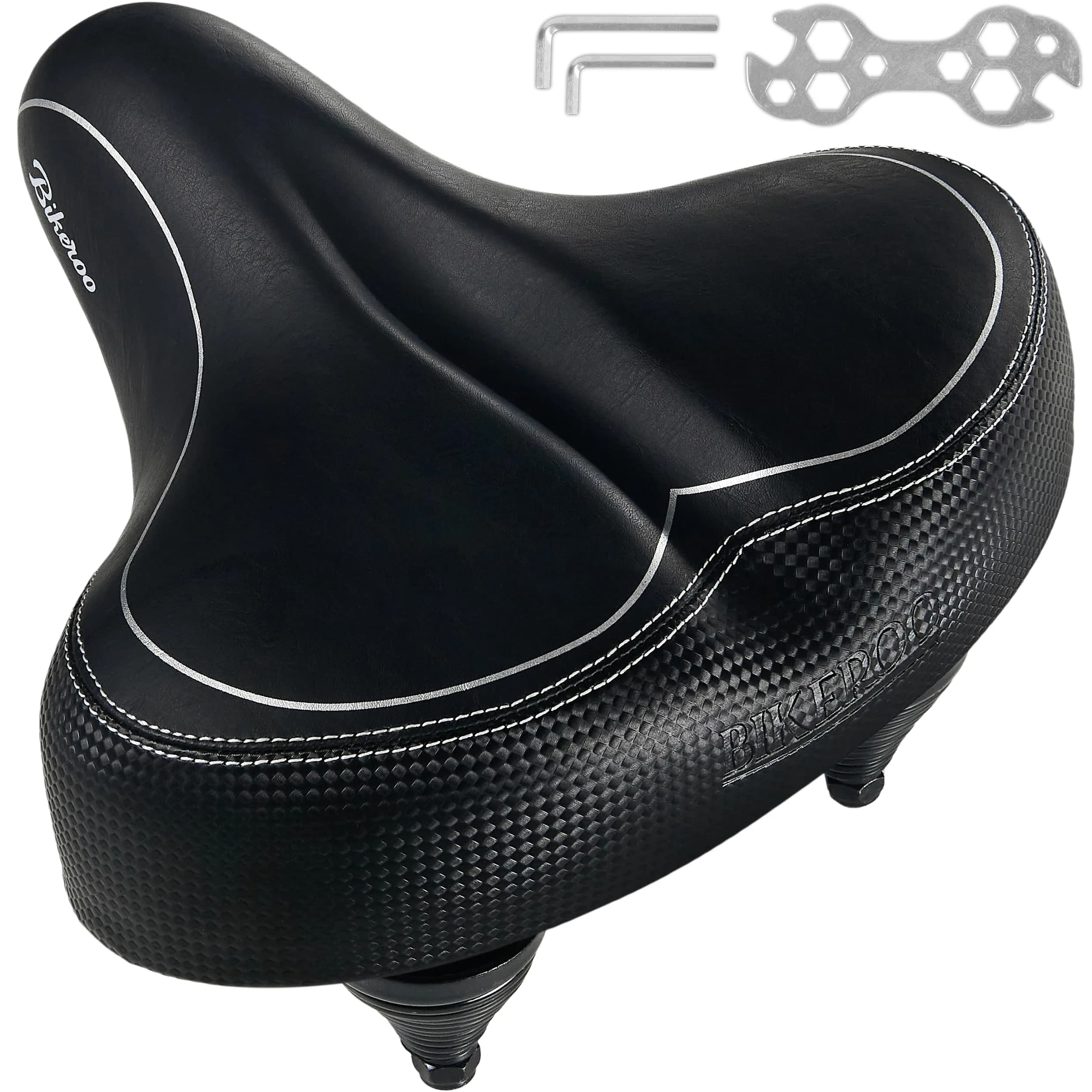 Bikeroo Oversized Bike Seat - 10.2" x 10.2" Wide Cruiser Saddle with Memory Foam & Dual Suspension | Fits Most Bikes, 350 lb Capacity - main product image
