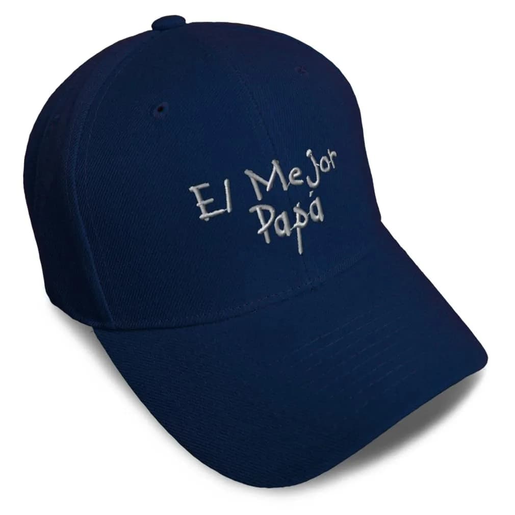Speedy Pros Baseball Cap for Men & Women | Embroidered 'El Mejor Papa Ever' | Navy Acrylic One Size - main product image