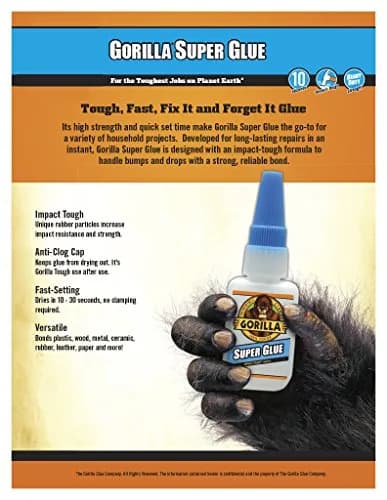 Gorilla Super Glue Gel Tube, 3ml (0.1 Fl Oz) x 5 Pack | Fast-Drying Cyanoacrylate Adhesive for Tough Repairs thumbnail 3