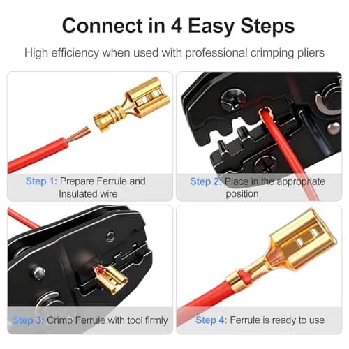 Baomain 100-Pack 6.3mm Female Spade Connectors Non-Insulated Terminals | Reliable Automotive & DIY Wiring thumbnail 2