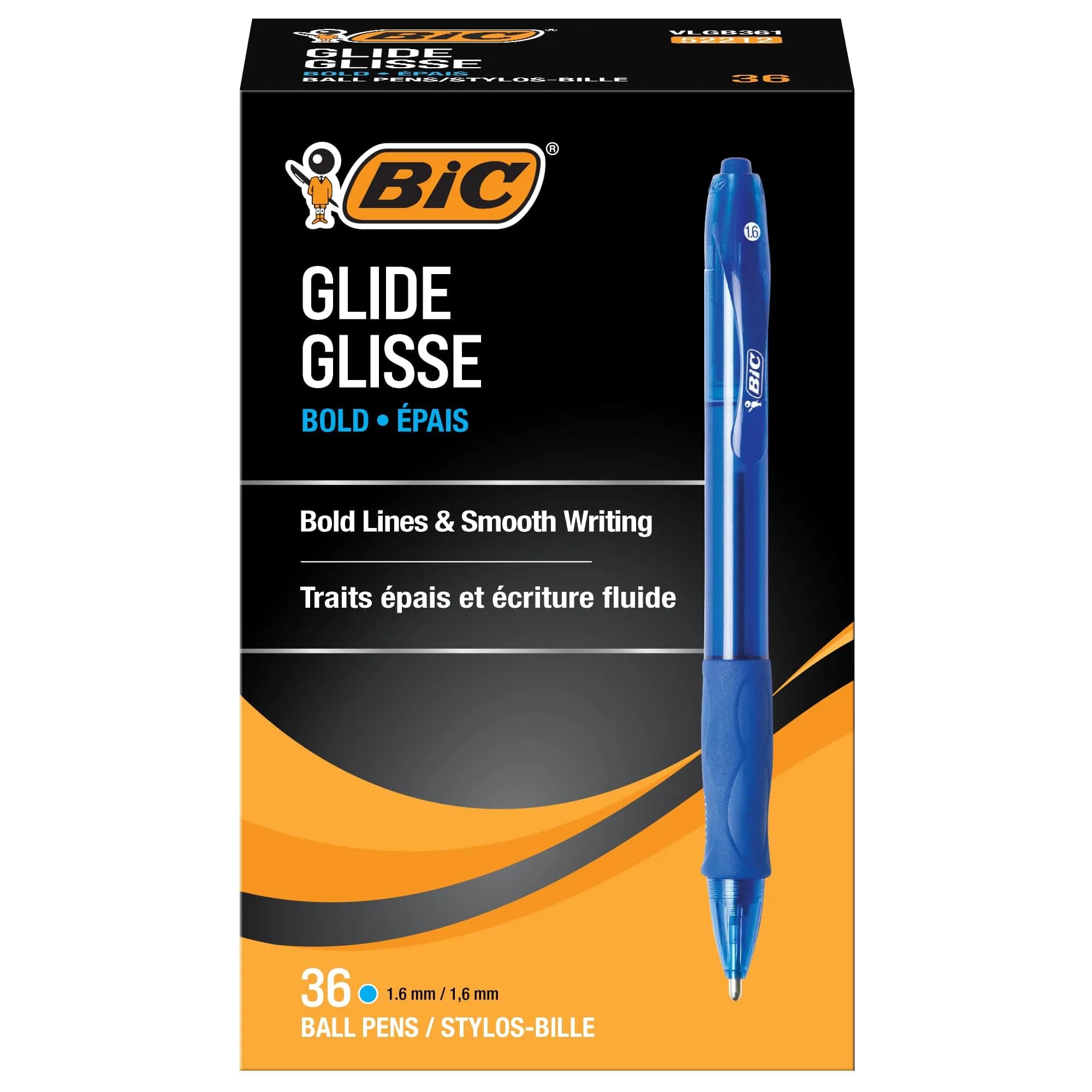 BIC Glide Bold Blue Ballpoint Pens, Bold Point (1.6mm), 4-Count Pack | Smooth Ink Flow — Blue