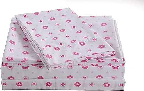 Cozy Line Home Fashions Pink Greta Pastel Floral Sheets Set, Brushed Microfiber - Wrinkle, Fade, Stain Resistant, Queen (110 GSM) thumbnail 1