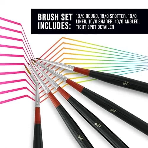 U.S. Art Supply 5 Piece Miniature Tight Spot Micro Fine Detail Art Brush Set | Golden Taklon Brushes for Acrylic, Oil, Watercolor, and Makeup thumbnail 4