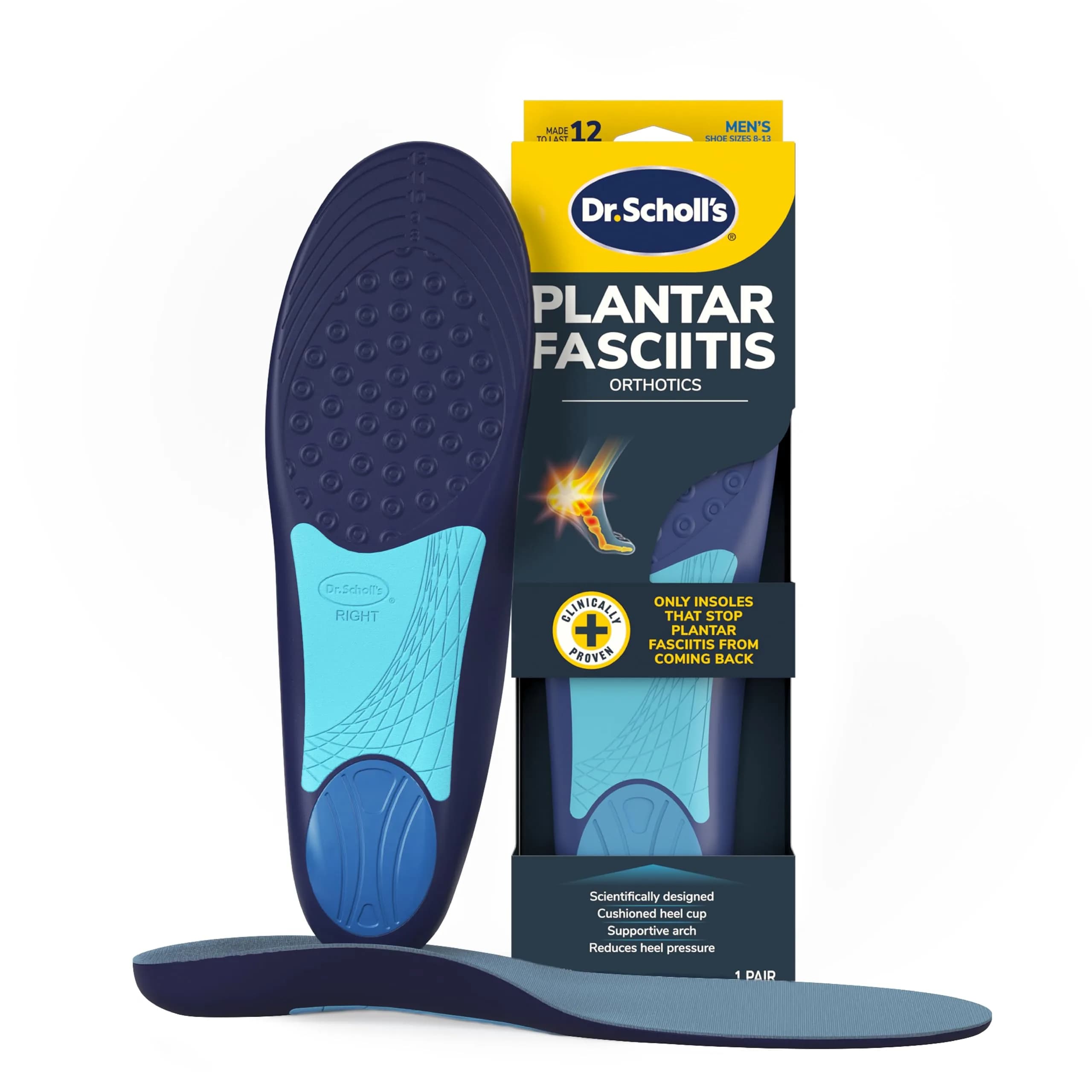 Dr. Scholl's Plantar Fasciitis Relief Orthotic Insoles for Women - Pack of 2 | Clinically Proven to Stop Recurrence — Men's Insole
