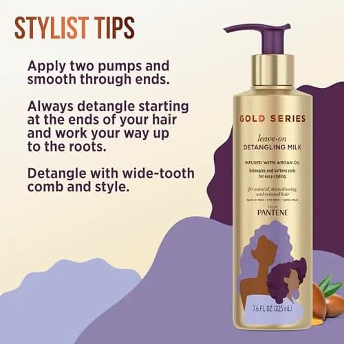Pantene Gold Series Detangling Milk Leave-On Conditioner 225ml (7.6 Fl Oz) | For Curly, Textured Hair thumbnail 5