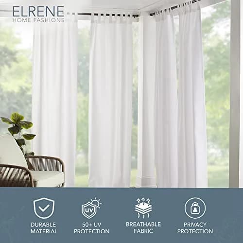 Threadmade Matine Solid Tab Top Indoor/Outdoor Window Curtain, White - 52" W x 108" L thumbnail 2