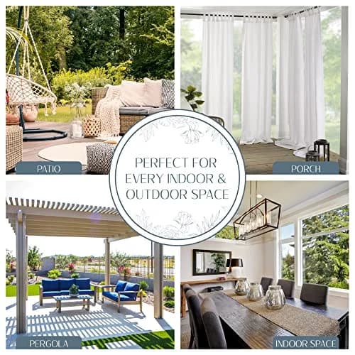 Threadmade Matine Solid Tab Top Indoor/Outdoor Window Curtain, White - 52" W x 108" L thumbnail 3
