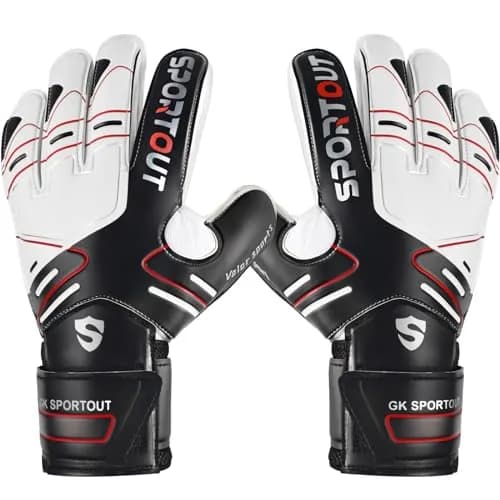 Sportout Goalkeeper Gloves Size 10 Black | Strong Grip & Finger Protection thumbnail 1
