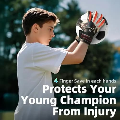 Sportout Goalkeeper Gloves Size 10 Black | Strong Grip & Finger Protection thumbnail 4