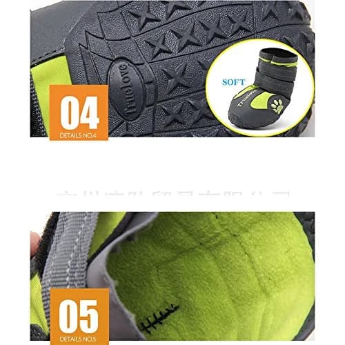 TRUE LOVE Dog Shoes Waterproof Anti-Slip Rain Boots Neon Yellow | Reflective Soft-Shell with Mud Guard (7#) thumbnail 6